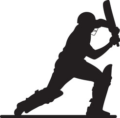 cricket player batting icon silhouette vector