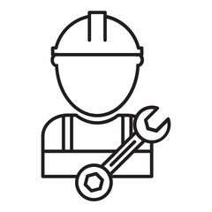 robot with helmet and tools line