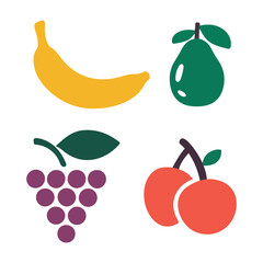 assorted fruits icon set vector