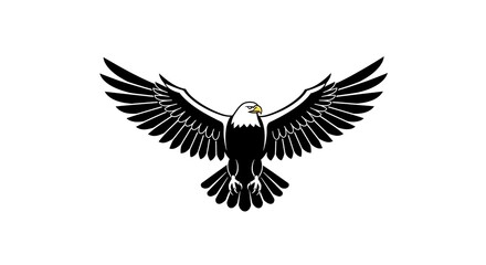 Obraz premium Single-line geometric eagle silhouette, dynamic wings spread, ultra-clean strokes, negative space body, monochrome contrast