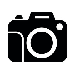 Camera Icon Vector Silhouette on White Background