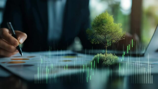 Circular economy concept for future business growth tree and environmental sustainability and reduce pollution for future business and environmental growth.4k corporate video