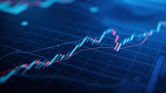 Red and Blue Stock Chart on Digital Screen