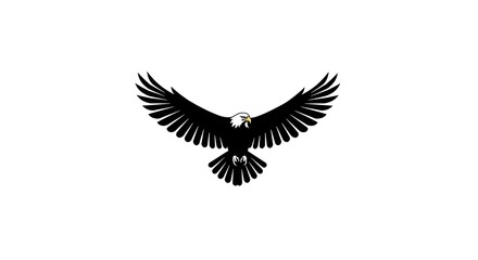Obraz premium Single-line geometric eagle silhouette, dynamic wings spread, ultra-clean strokes, negative space body, monochrome contrast