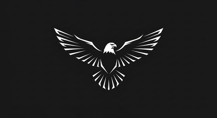 Obraz premium Single-line geometric eagle silhouette, dynamic wings spread, ultra-clean strokes, negative space body, monochrome contrast