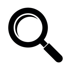 Magnifying Glass Icon Vector Silhouette on White Background