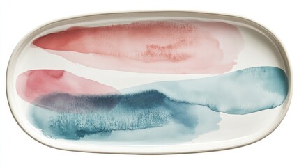 Fototapeta premium Oval serving platter with abstract watercolor design