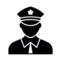 Police Icon Vector Silhouette on White Background