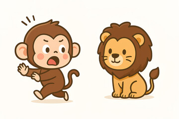 Caught and Fleeing: A Monkey's Close Call with a Lion