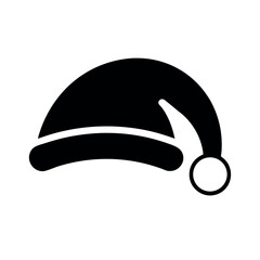 Santa Hat Icon Vector Silhouette on White Background