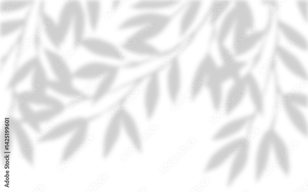Poster realistic blurred leaf shadow effect isolated on transparent background. blur branch leaves shadow. 