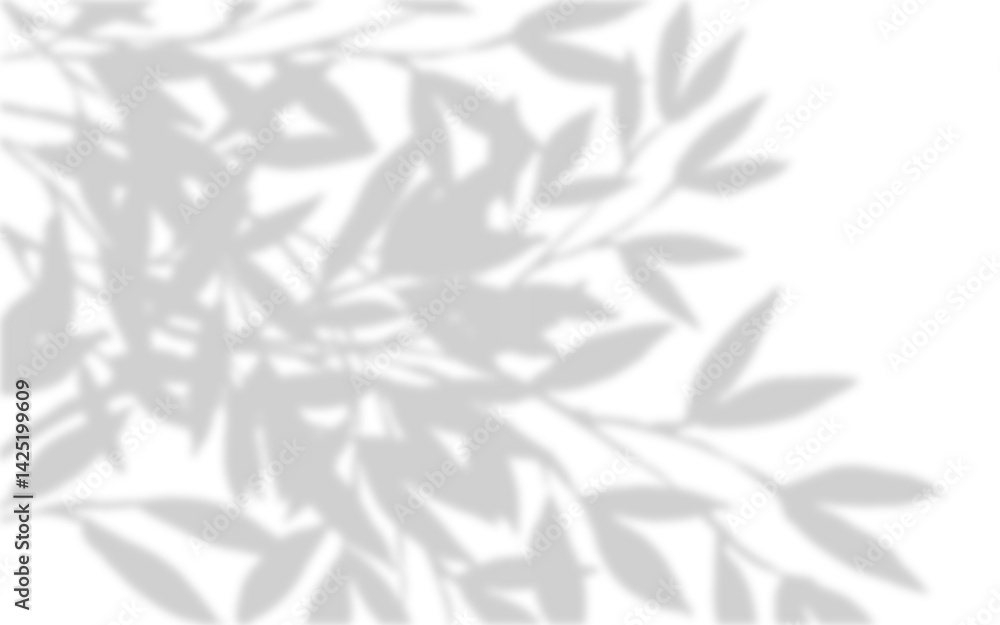 Poster realistic blurred leaf shadow effect isolated on transparent background. blur branch leaves shadow. 