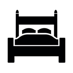 Single Bed Icon Vector Silhouette on White Background