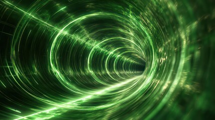 Luminous green energy vortex abstract background
