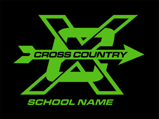 cross country team design with arrow for school, college or league sports