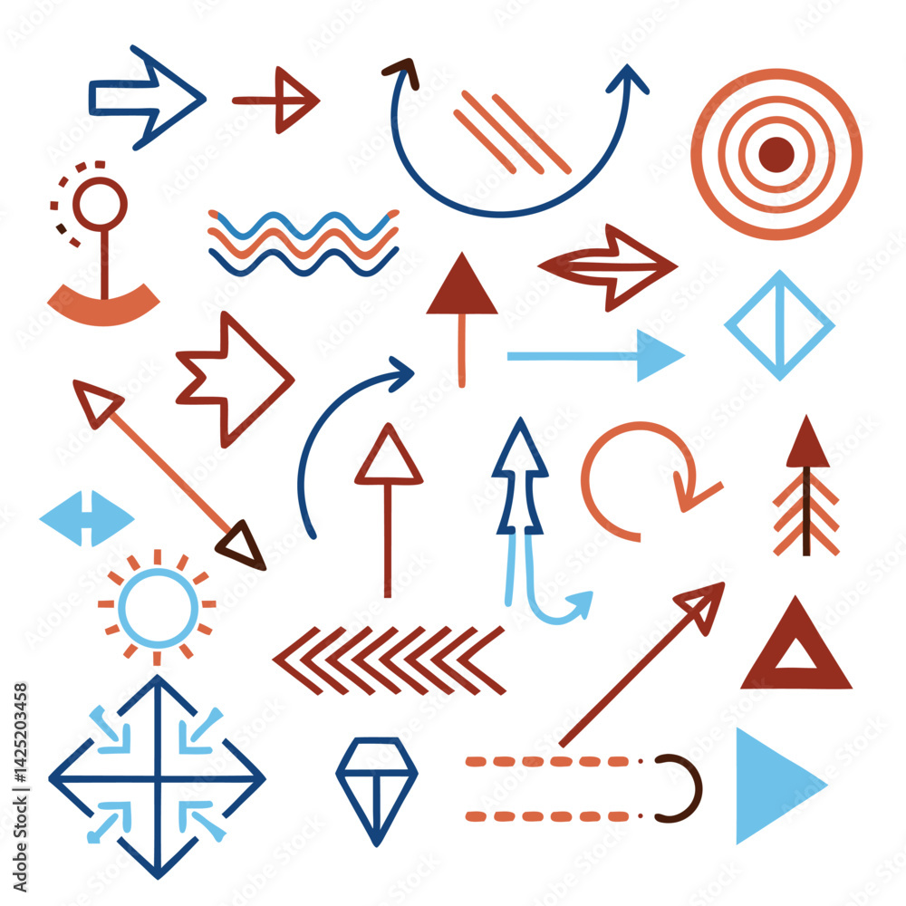 Poster a colorful vector set of arrow icons offers diverse symbols for web design and business direction