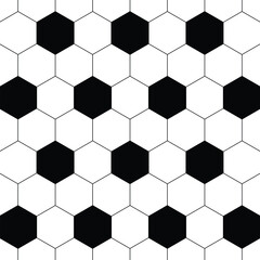 Black and white soccer ball background. football sports background. honeycomb, hexagon texture banner. vector illustration