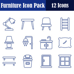 Furniture icon set line editable stroke
