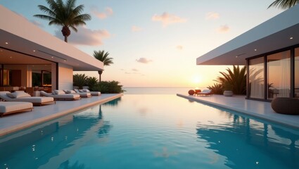 Fototapeta premium Stunning and artistic pool environment with luxurious elements captured in high fidelity cinematic style