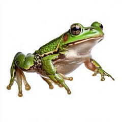 Obraz premium Green Frog Close Up Studio Shot on White Background