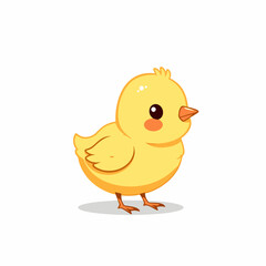 cute yellow baby bird on white background