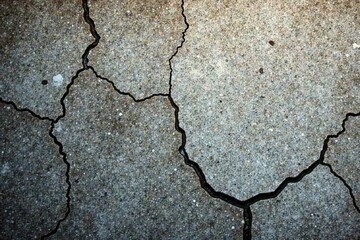 Obraz premium Distressed concrete with deep cracks and fissures, weathered, grunge