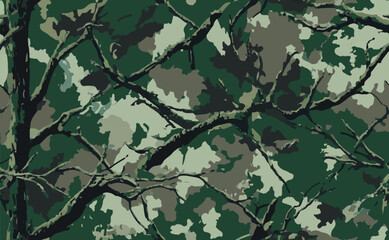 Vector camouflage pattern. Hunting camouflage seamless pattern background. Forest camouflage texture for hunting and military purposes.