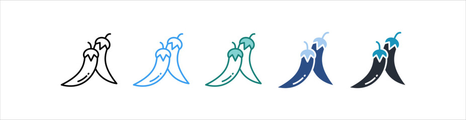 Red Chili Icon In Different Style Vector