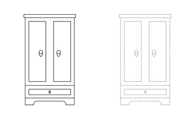 Tracing lines for toddlers. Handwriting practice sheet. Educational children game, printable worksheet for kids with Wood Cupboard 
