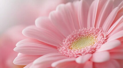 Close-up of a delicate, soft pink gerbera daisy