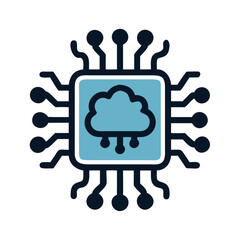 Microchip for Cloud AI Processing Icon Design