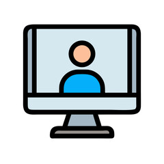 Monitor with User Avatar Display Icon Design