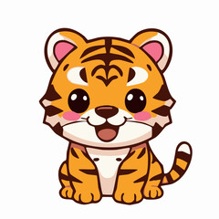 A cute lovely tiger cartoon illustration