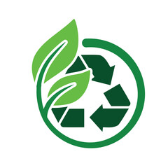 recycle icon. sustainability symbol with plants. reuse, eco, used goods, green energy web icon. solid design style
