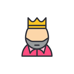 King colored icons, minimalist vector illustration ,simple transparent graphic element .Isolated on white background