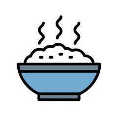 Rice Bowl with Steam Rising Icon Design