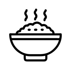 Rice Bowl with Steam Rising Icon Design