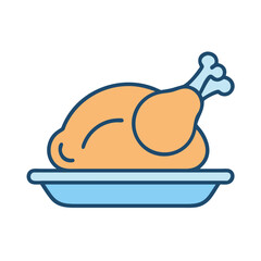 Fototapeta premium Roast Chicken on Tray Icon Design