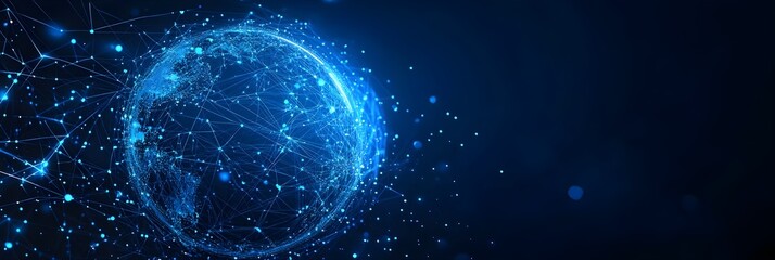 Global Network Connection Abstract Digital Globe Showing Worldwide Internet Communication Technology