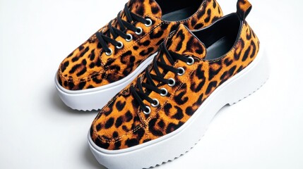 Leopard print platform sneakers