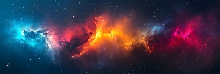 Vibrant Cosmic Nebula A Stunning Display of Celestial Colors and Starry Night Sky