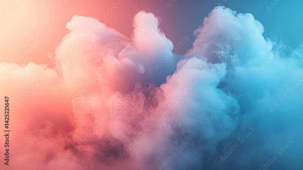 Poster pink and blue smoke or vapor clouds on a gradient background image. use as texture, presentation bac