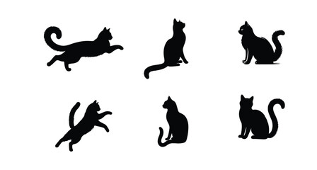 Fototapeta premium A cat silhouettes pet animals graphics set