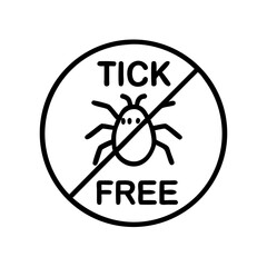 encephalitis tick free zone icon, black outline, transparent background