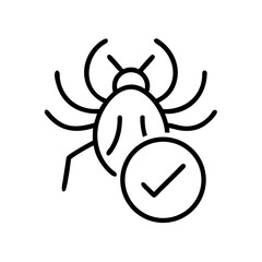encephalitis tick prevention icon with, black outline, transparent background