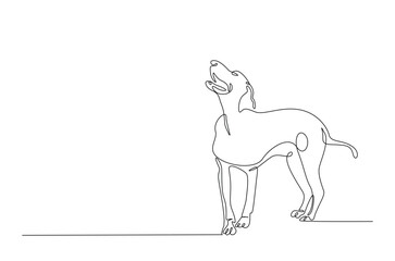 Hound dog in continuous one line drawing. Single line art illustration of adorable dachshund dog. Editable vector.