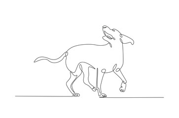 Hound dog in continuous one line drawing. Single line art illustration of adorable dachshund dog. Editable vector.