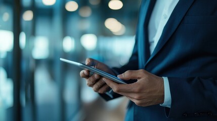Businessman using tablet in modern office