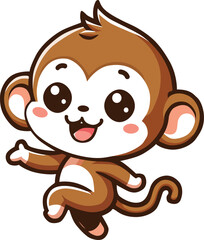 cute happy monkey dancing cartoon character