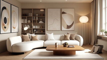Elegant Cozy Modern Living Room with Scandinavian Design and Natural Light